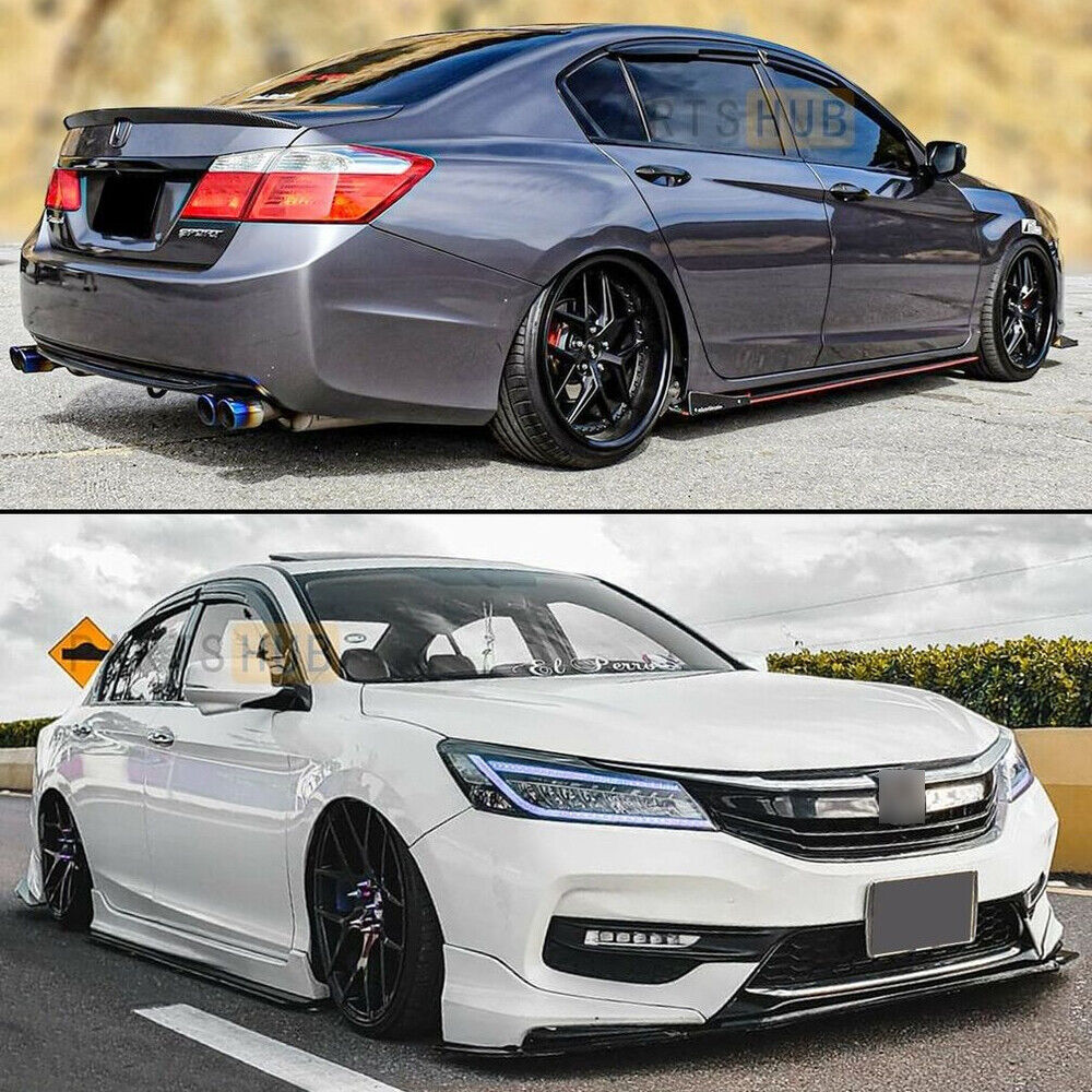 For 13-17 Honda Accord JDM Wavy Mugen Smoke Tinted Window Visor Rain Guard Vent