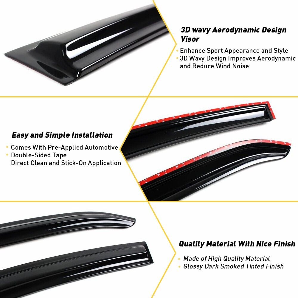 DrivegoPlus For 2006-2011 Honda Civic Mugen II Style Window Rain Guard Visors 4-Door Sedan