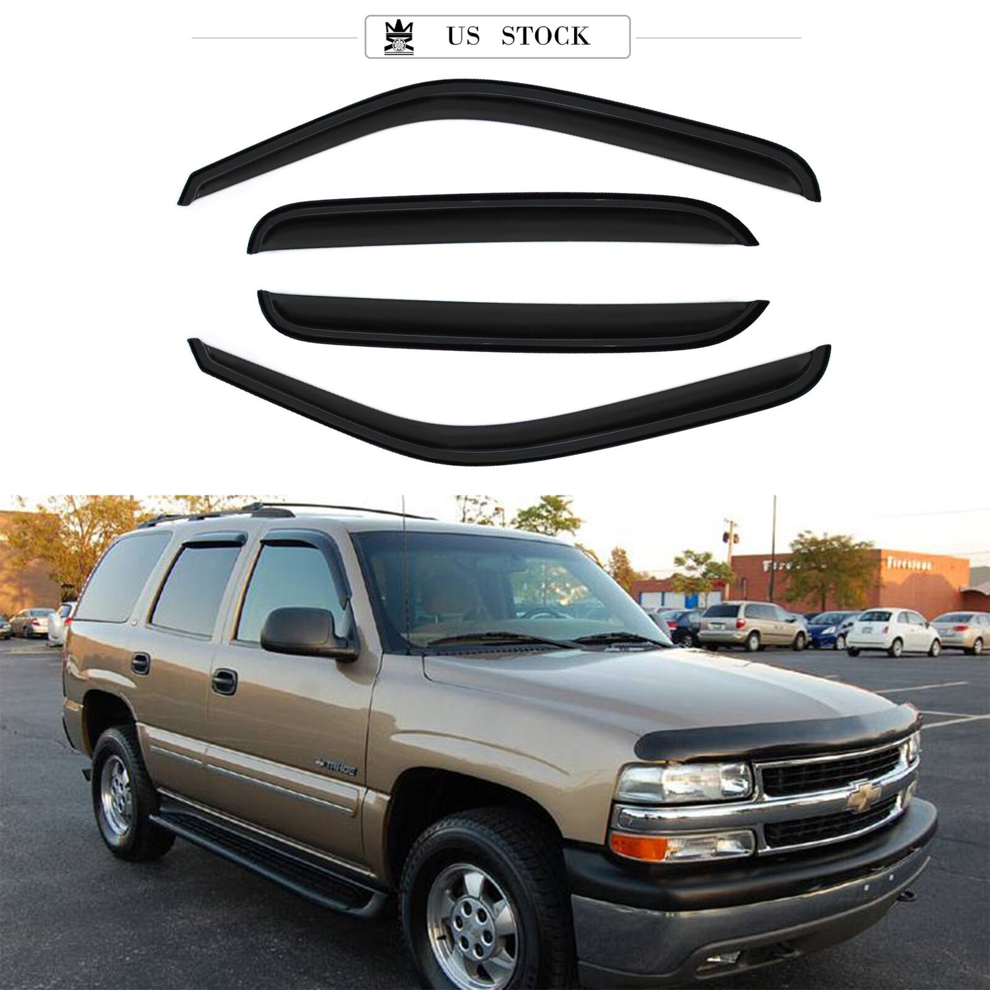 Fits 01-06 Chevy Silverado 1500 2500 3500 GMC Sierra Crew Cab Window Visors 4Pc