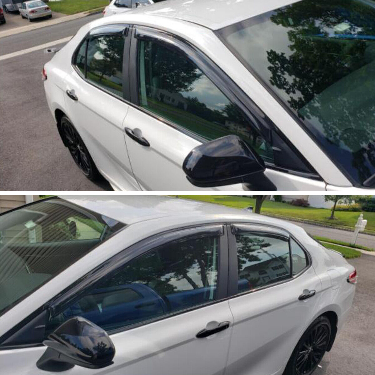 FOR 2018-2023 TOYOTA CAMRY CLIP-ON BLACK TRIM WINDOW VISOR RAIN GUARD DEFLECTOR