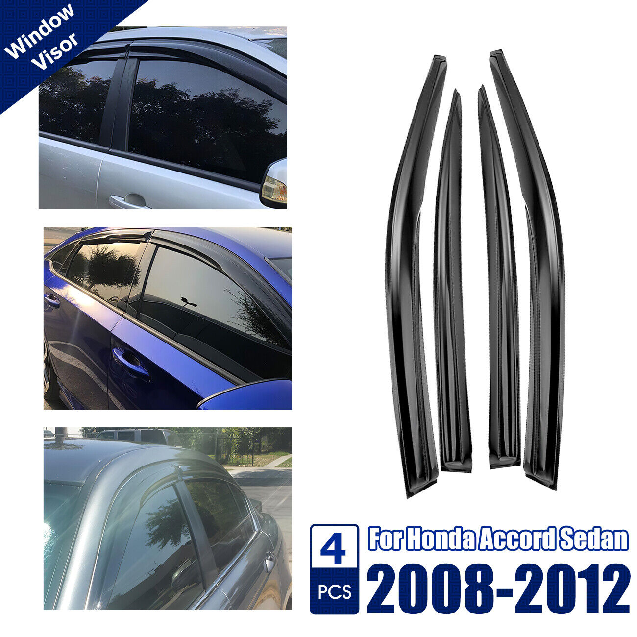 For Honda Accord 2008-2012 JDM Side Window Vent Visor Sun Rain Guard Deflector