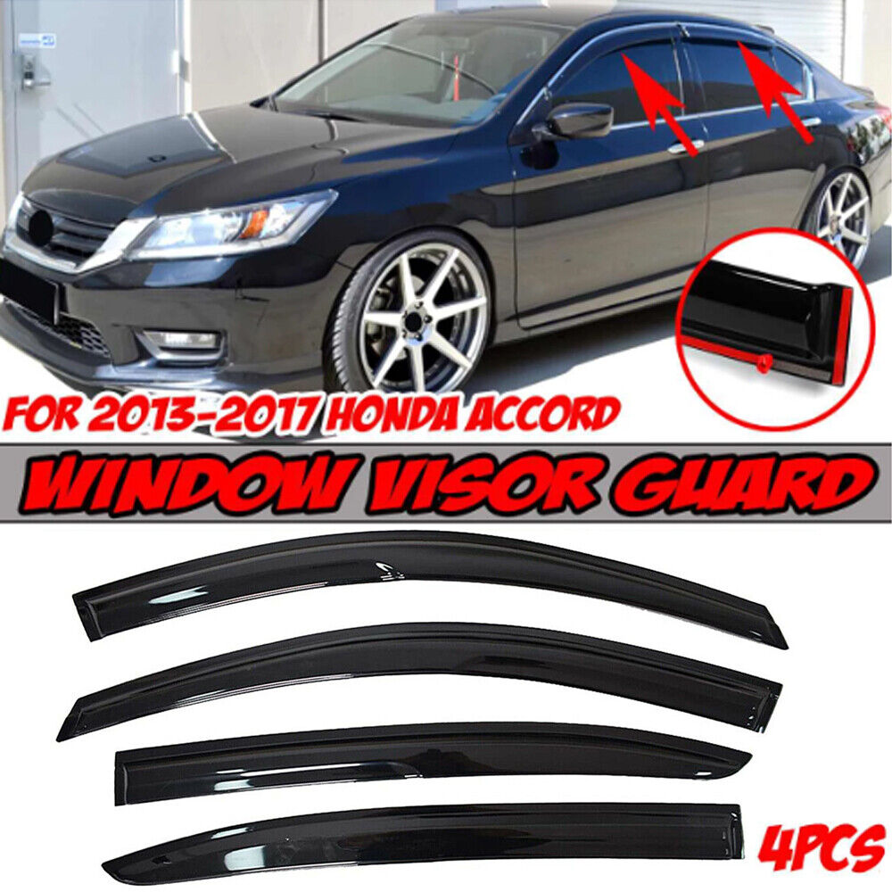 For 13-17 Honda Accord JDM Wavy Mugen Smoke Tinted Window Visor Rain Guard Vent