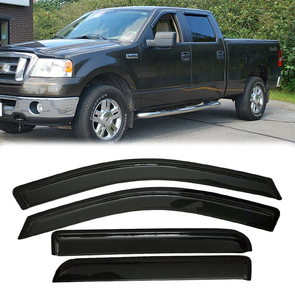 Fits 04-08 Ford F150 Supercrew Cab Acrylic Window Visors Side Deflectors 4Pc Set