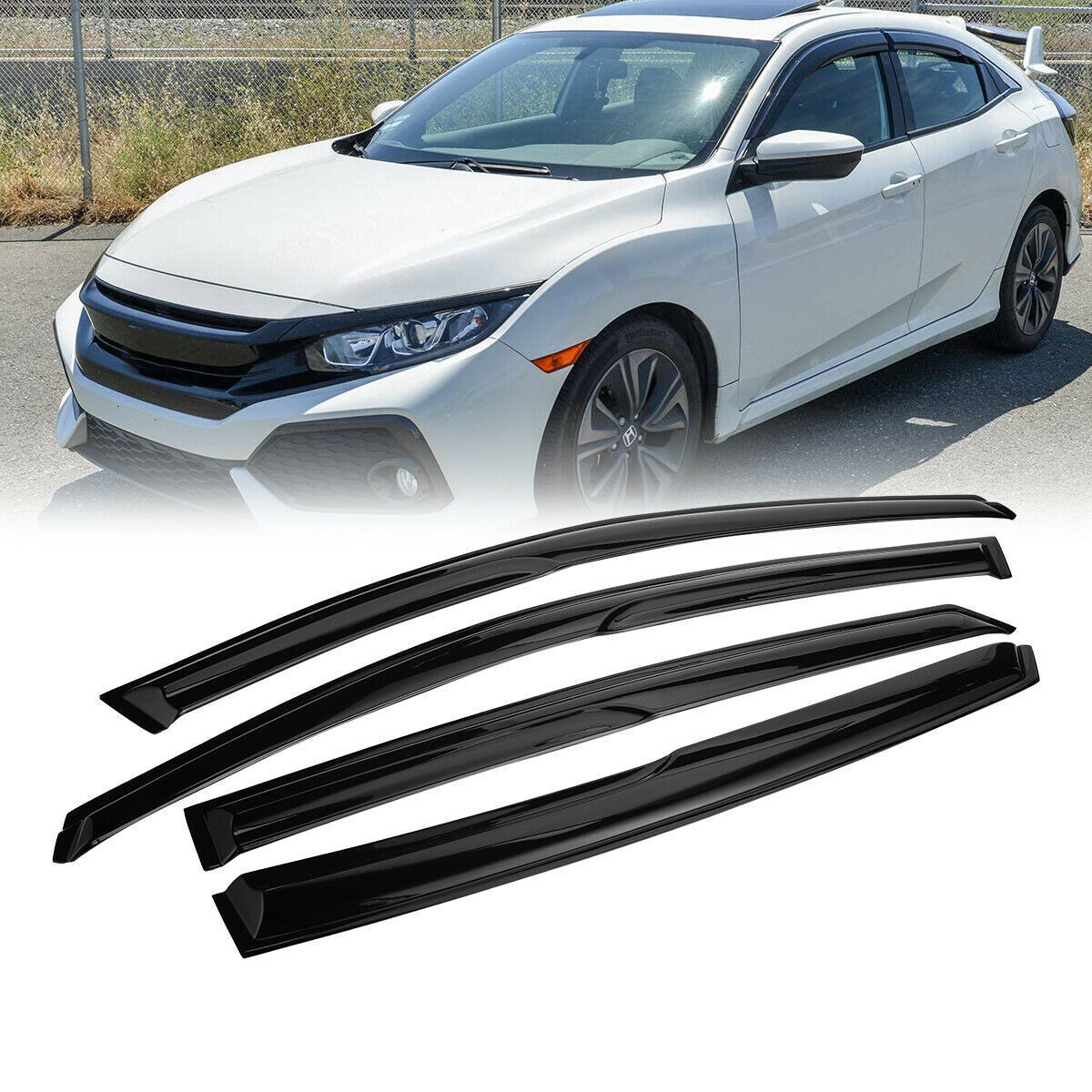 FOR 2018-2020 HONDA ACCORD JDM 3D AERO WAVY WINDOW VISOR RAIN GUARD DEFLECTOR