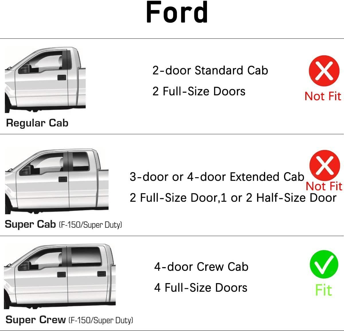 For 2015-2022 Ford F150 Crew Cab In-Channel Smoke Window Vent Visors Rain Guards